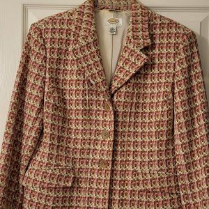 Wool Blazer - Pink, Cream & Ivory, Size 12 Petite, 70% Wool, Talbot's
